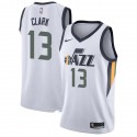 White Keon Clark Twill Basketball Jersey -Jazz #13 Clark Twill Jerseys, FREE SHIPPING