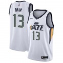 White Mehmet Okur Twill Basketball Jersey -Jazz #13 Okur Twill Jerseys, FREE SHIPPING