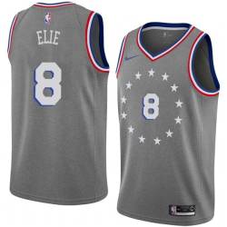 2018-19City Mario Elie Twill Basketball Jersey -76ers #8 Elie Twill Jerseys, FREE SHIPPING