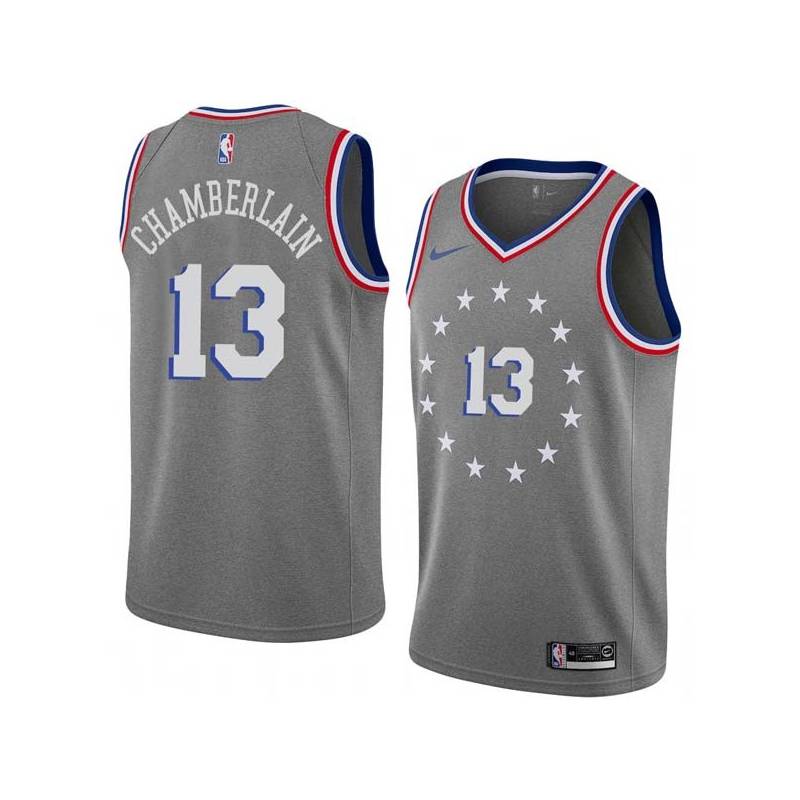 2018-19City Wilt Chamberlain Twill Basketball Jersey -76ers #13 Chamberlain Twill Jerseys, FREE SHIPPING