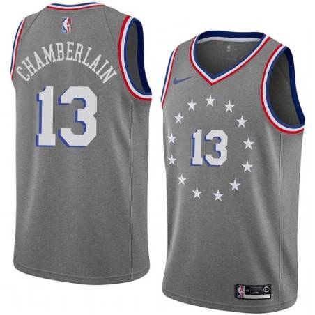 2018-19City Wilt Chamberlain Twill Basketball Jersey -76ers #13 Chamberlain Twill Jerseys, FREE SHIPPING