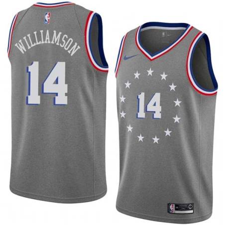 2018-19City Corliss Williamson Twill Basketball Jersey -76ers #14 Williamson Twill Jerseys, FREE SHIPPING