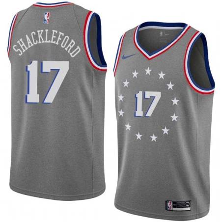 2018-19City Charles Shackleford Twill Basketball Jersey -76ers #17 Shackleford Twill Jerseys, FREE SHIPPING