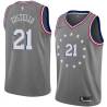 2018-19City Larry Costello Twill Basketball Jersey -76ers #21 Costello Twill Jerseys, FREE SHIPPING