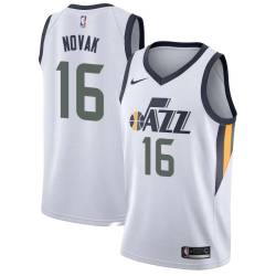 White Steve Novak Twill Basketball Jersey -Jazz #16 Novak Twill Jerseys, FREE SHIPPING