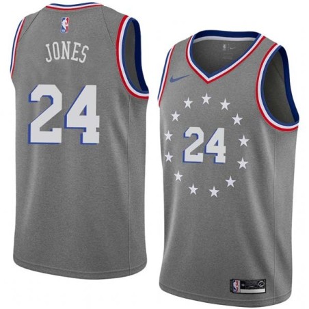 2018-19City Bobby Jones Twill Basketball Jersey -76ers #24 Jones Twill Jerseys, FREE SHIPPING