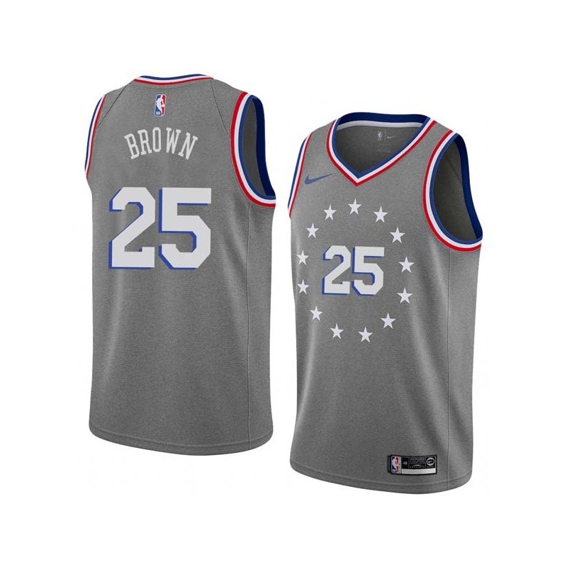 2018-19City Damone Brown Twill Basketball Jersey -76ers #25 Brown Twill Jerseys, FREE SHIPPING