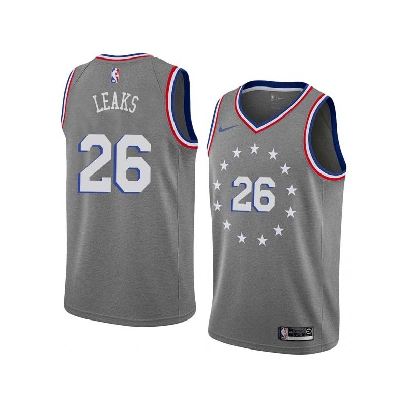 2018-19City Manny Leaks Twill Basketball Jersey -76ers #26 Leaks Twill Jerseys, FREE SHIPPING