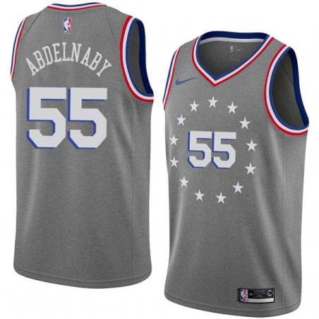 2018-19City Alaa Abdelnaby Twill Basketball Jersey -76ers #55 Abdelnaby Twill Jerseys, FREE SHIPPING