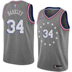 2018-19City Charles Barkley Twill Basketball Jersey -76ers #34 Barkley Twill Jerseys, FREE SHIPPING