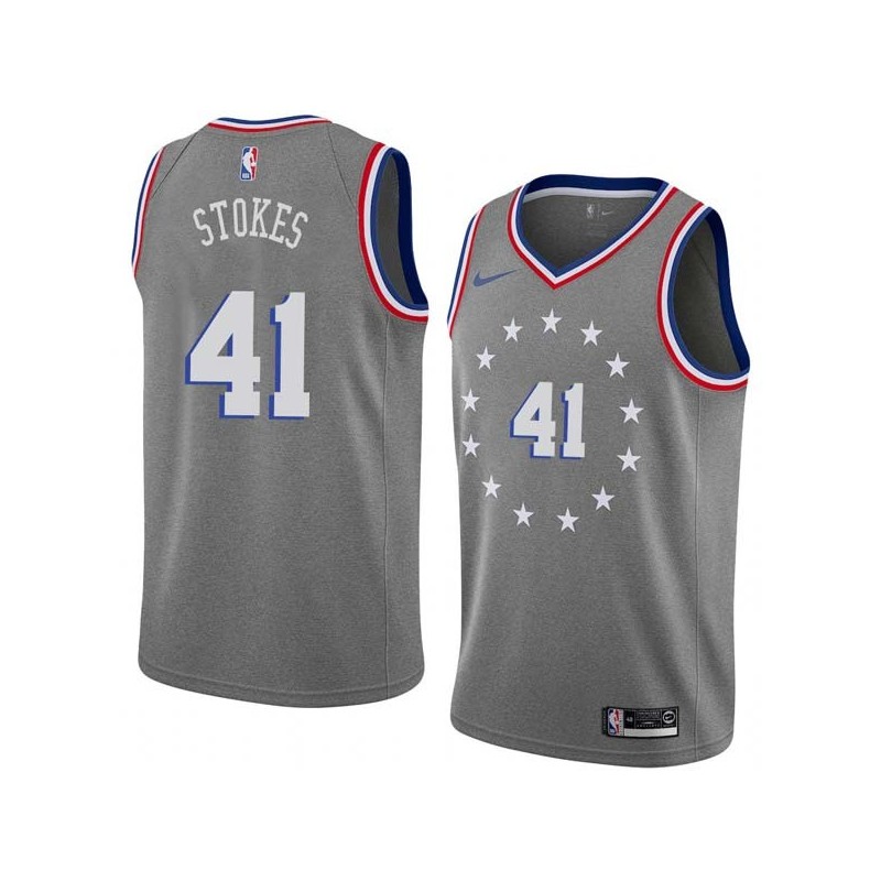 2018-19City Greg Stokes Twill Basketball Jersey -76ers #41 Stokes Twill Jerseys, FREE SHIPPING