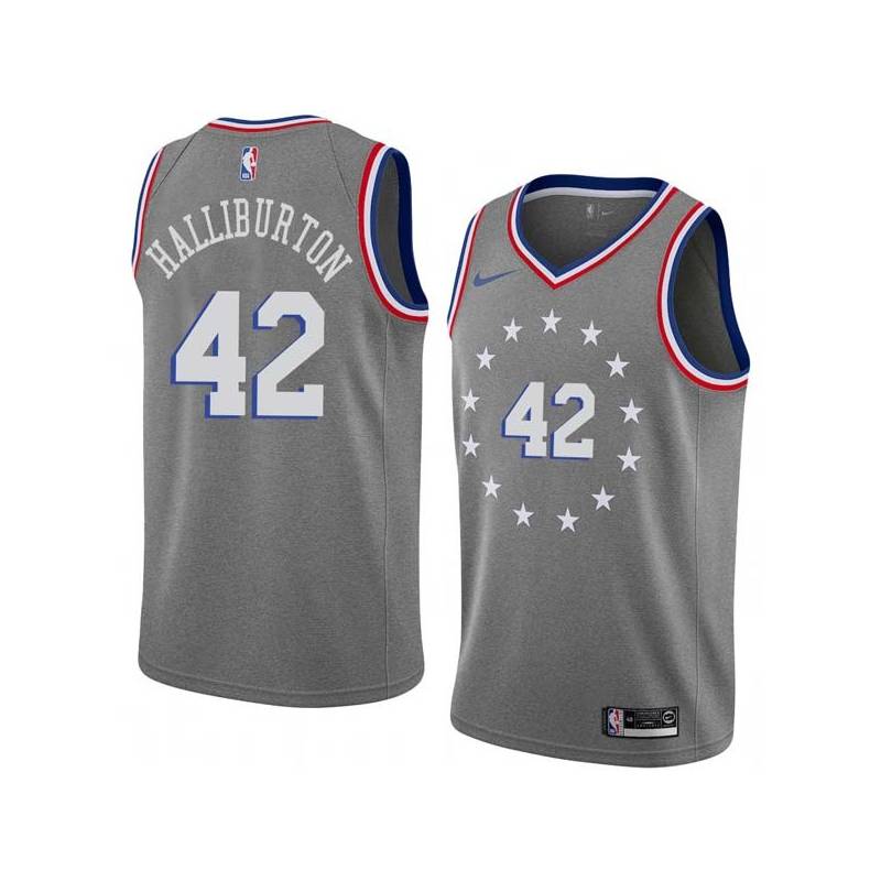 2018-19City Jeff Halliburton Twill Basketball Jersey -76ers #42 Halliburton Twill Jerseys, FREE SHIPPING