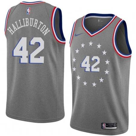 2018-19City Jeff Halliburton Twill Basketball Jersey -76ers #42 Halliburton Twill Jerseys, FREE SHIPPING