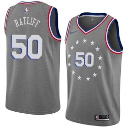 2018-19City Theo Ratliff Twill Basketball Jersey -76ers #50 Ratliff Twill Jerseys, FREE SHIPPING