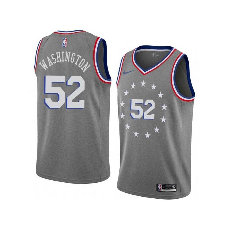 2018-19City Wilson Washington Twill Basketball Jersey -76ers #52 Washington Twill Jerseys, FREE SHIPPING