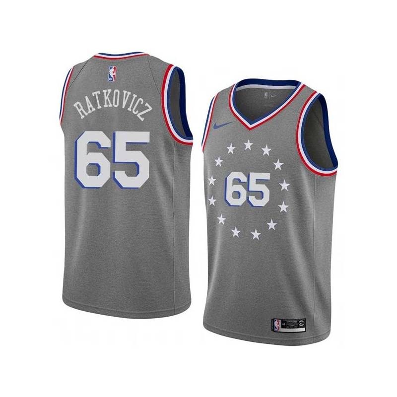 2018-19City George Ratkovicz Twill Basketball Jersey -76ers #65 Ratkovicz Twill Jerseys, FREE SHIPPING