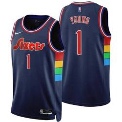 2021-22City Nick Young Twill Basketball Jersey -76ers #1 Young Twill Jerseys, FREE SHIPPING