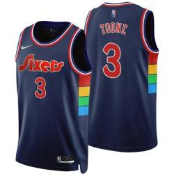 2021-22City Bernard Toone Twill Basketball Jersey -76ers #3 Toone Twill Jerseys, FREE SHIPPING