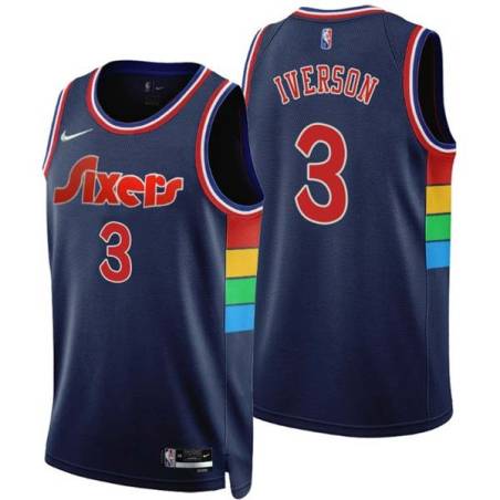 2021-22City Allen Iverson Twill Basketball Jersey -76ers #3 Iverson Twill Jerseys, FREE SHIPPING