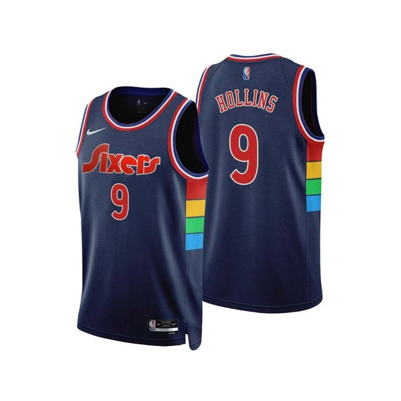 2021-22City Lionel Hollins Twill Basketball Jersey -76ers #9 Hollins Twill Jerseys, FREE SHIPPING