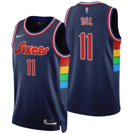 2021-22City Manute Bol Twill Basketball Jersey -76ers #11 Bol Twill Jerseys, FREE SHIPPING