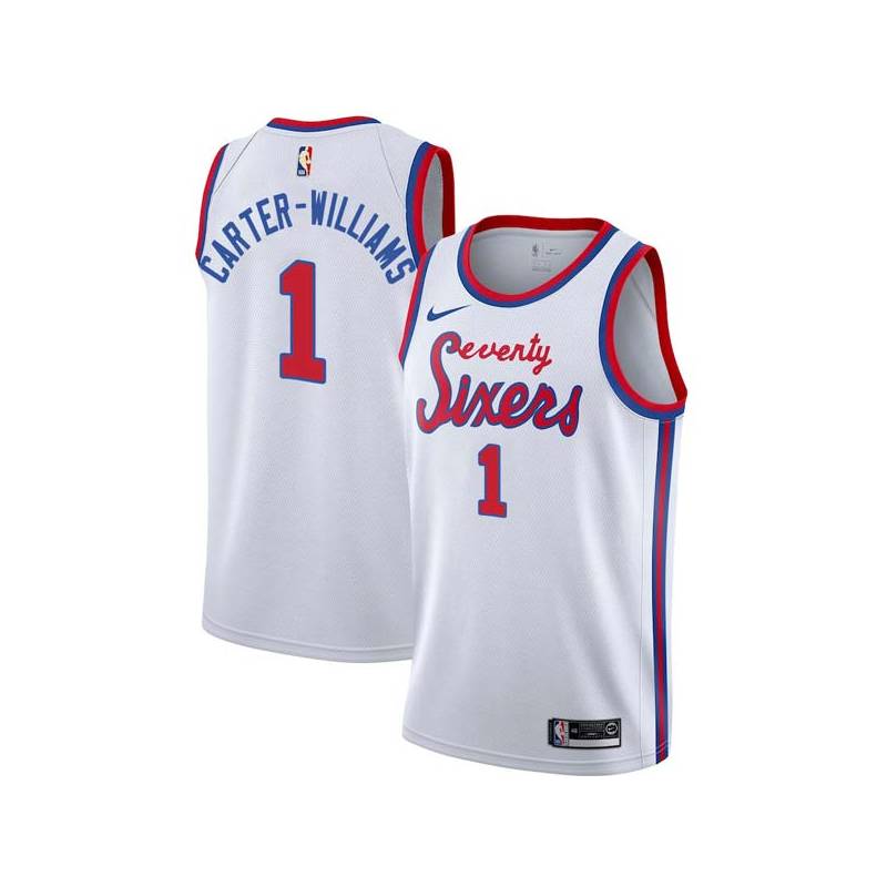 White Classic Michael Carter-Williams Twill Basketball Jersey -76ers #1 Carter-Williams Twill Jerseys, FREE SHIPPING