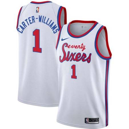 White Classic Michael Carter-Williams Twill Basketball Jersey -76ers #1 Carter-Williams Twill Jerseys, FREE SHIPPING