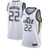 White Lou Amundson Twill Basketball Jersey -Jazz #22 Amundson Twill Jerseys, FREE SHIPPING