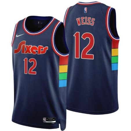 2021-22City Bob Weiss Twill Basketball Jersey -76ers #12 Weiss Twill Jerseys, FREE SHIPPING