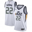 White Jerrelle Benimon Twill Basketball Jersey -Jazz #22 Benimon Twill Jerseys, FREE SHIPPING