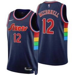 2021-22City T.J. McConnell Twill Basketball Jersey -76ers #12 McConnell Twill Jerseys, FREE SHIPPING