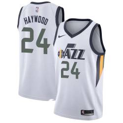 White Spencer Haywood Twill Basketball Jersey -Jazz #24 Haywood Twill Jerseys, FREE SHIPPING