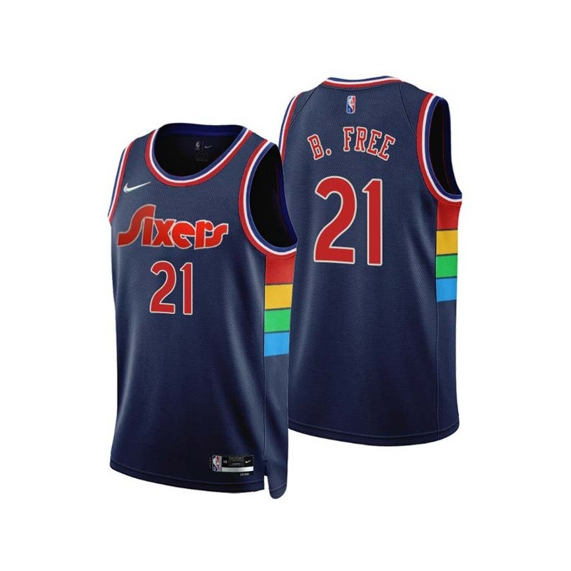 2021-22City World B. Free Twill Basketball Jersey -76ers #21 Free Twill Jerseys, FREE SHIPPING