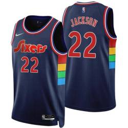 2021-22City Jim Jackson Twill Basketball Jersey -76ers #22 Jackson Twill Jerseys, FREE SHIPPING