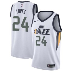 Raul Lopez Twill Basketball Jersey -Jazz #24 Lopez Twill Jerseys, FREE SHIPPING