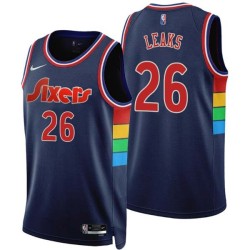 2021-22City Manny Leaks Twill Basketball Jersey -76ers #26 Leaks Twill Jerseys, FREE SHIPPING