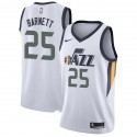 White Jim Barnett Twill Basketball Jersey -Jazz #25 Barnett Twill Jerseys, FREE SHIPPING