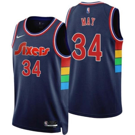 2021-22City Don May Twill Basketball Jersey -76ers #34 May Twill Jerseys, FREE SHIPPING