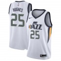 White Eddie Hughes Twill Basketball Jersey -Jazz #25 Hughes Twill Jerseys, FREE SHIPPING