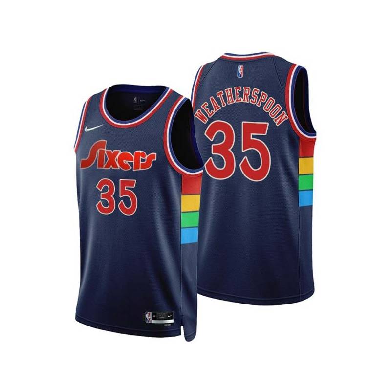 2021-22City Clarence Weatherspoon Twill Basketball Jersey -76ers #35 Weatherspoon Twill Jerseys, FREE SHIPPING