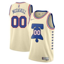 Cream Earned Amal McCaskill Twill Basketball Jersey -76ers #00 McCaskill Twill Jerseys, FREE SHIPPING