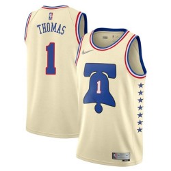 Cream Earned Tim Thomas Twill Basketball Jersey -76ers #1 Thomas Twill Jerseys, FREE SHIPPING
