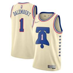 Cream Earned Samuel Dalembert Twill Basketball Jersey -76ers #1 Dalembert Twill Jerseys, FREE SHIPPING
