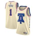 Nick Young Twill Basketball Jersey -76ers #1 Young Twill Jerseys, FREE SHIPPING