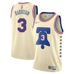 Cream Earned Bob Harrison Twill Basketball Jersey -76ers #3 Harrison Twill Jerseys, FREE SHIPPING