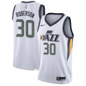 White Rick Roberson Twill Basketball Jersey -Jazz #30 Roberson Twill Jerseys, FREE SHIPPING