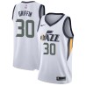 White Paul Griffin Twill Basketball Jersey -Jazz #30 Griffin Twill Jerseys, FREE SHIPPING