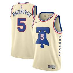 Cream Earned Johnny Macknowski Twill Basketball Jersey -76ers #5 Macknowski Twill Jerseys, FREE SHIPPING