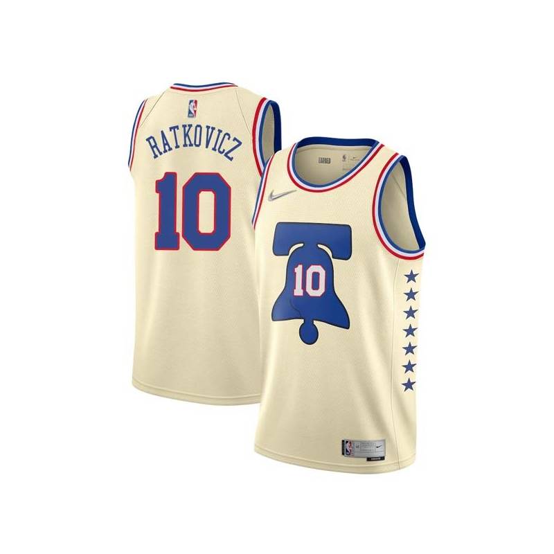 Cream Earned George Ratkovicz Twill Basketball Jersey -76ers #10 Ratkovicz Twill Jerseys, FREE SHIPPING