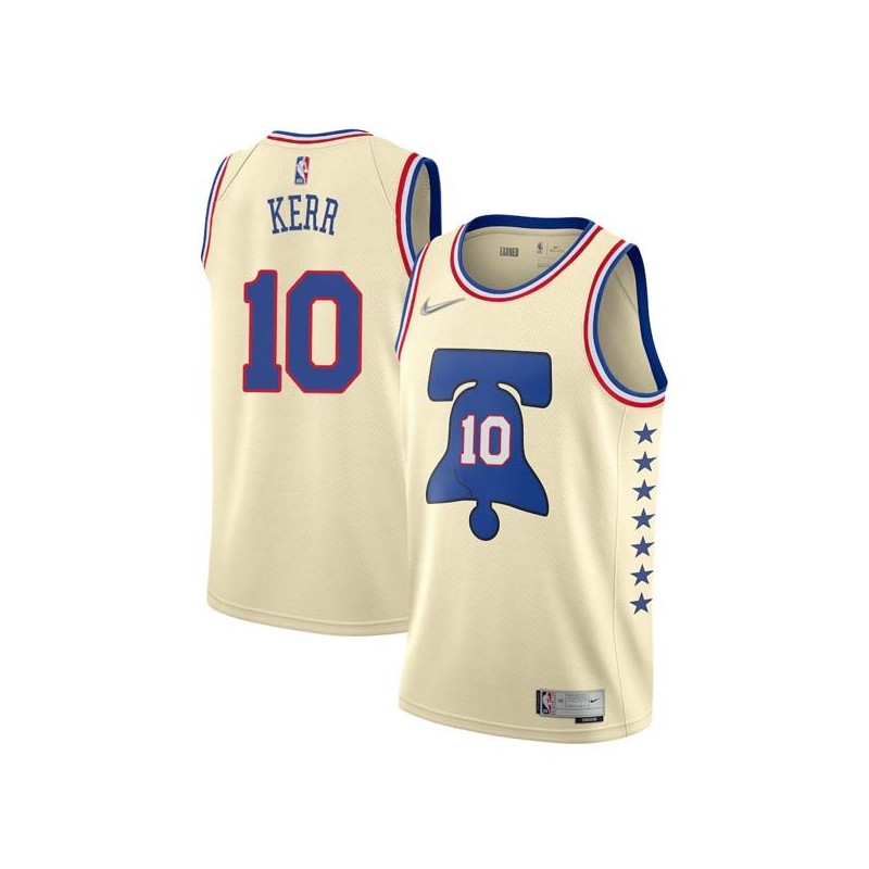 Cream Earned Red Kerr Twill Basketball Jersey -76ers #10 Kerr Twill Jerseys, FREE SHIPPING